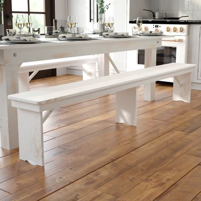 Image showing  HERCULES Series 8 ft. x 12 in. Solid Pine Folding Farm Bench with 3 Legs