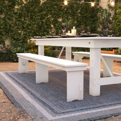 Image showing  HERCULES Series 8 ft. x 12 in. Solid Pine Folding Farm Bench with 3 Legs