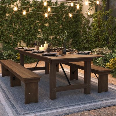Image showing  HERCULES Series 9 ft. x 40 in. Rectangular Solid Pine Folding Farm Table