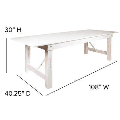 Image showing 6 th Flash Furniture HERCULES Series 9 ft. x 40 in. Rectangular Solid Pine Folding Farm Table