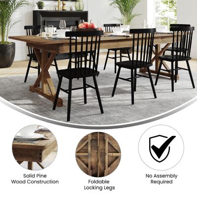 Image showing  HERCULES 9 ft. x 40 in. Rectangular Solid Pine Folding Farm Table with X Legs