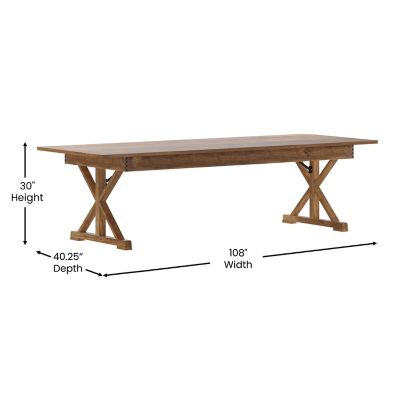 Image showing  HERCULES 9 ft. x 40 in. Rectangular Solid Pine Folding Farm Table with X Legs