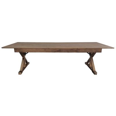 Image showing 8 th Flash Furniture HERCULES 9 ft. x 40 in. Rectangular Solid Pine Folding Farm Table with X Legs