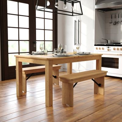 Flash Furniture 60 in. x 38 in. Rectangular Solid Pine Farm Dining Table