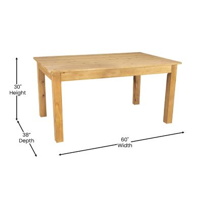 Image showing  60 in. x 38 in. Rectangular Solid Pine Farm Dining Table
