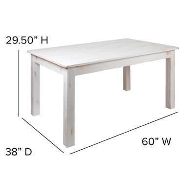 Image showing  60 in. x 38 in. Rectangular Solid Pine Farm Dining Table
