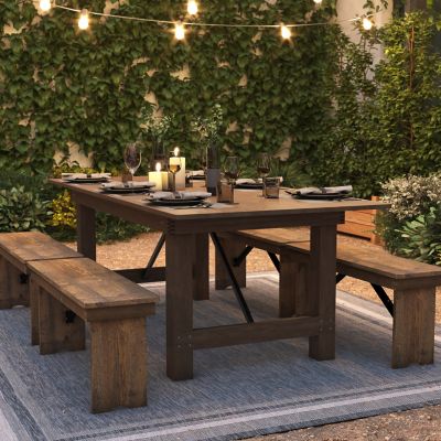 Image showing 5 th Flash Furniture 7 ft. x 40 in. HERCULES Series Solid Pine Rectangular Folding Farm Table for 8 People