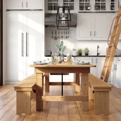 Image showing  7 ft. x 40 in. HERCULES Series Solid Pine Rectangular Folding Farm Table for 8 People