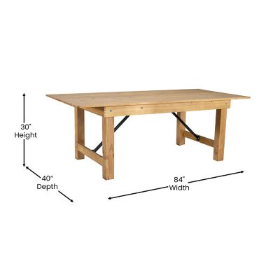 Image showing 5 th Flash Furniture 7 ft. x 40 in. HERCULES Series Solid Pine Rectangular Folding Farm Table for 8 People