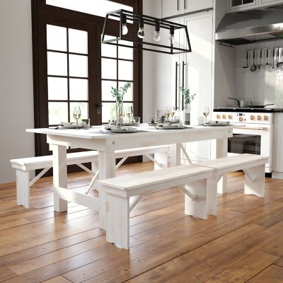 Flash Furniture HERCULES Series 7 ft. x 40 in. Rectangular Solid Pine Folding Farm Table