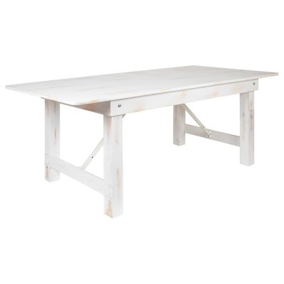 Image showing  7 ft. x 40 in. HERCULES Series Solid Pine Rectangular Folding Farm Table for 8 People