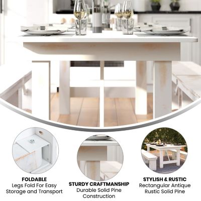 Image showing  7 ft. x 40 in. HERCULES Series Solid Pine Rectangular Folding Farm Table for 8 People
