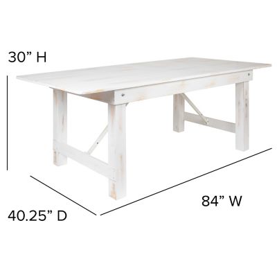 Image showing  7 ft. x 40 in. HERCULES Series Solid Pine Rectangular Folding Farm Table for 8 People