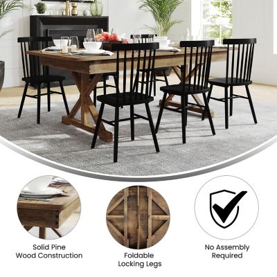 Image showing  HERCULES 7 ft. x 40 in. Rectangular Solid Pine Folding Farm Table with X Legs