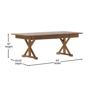 Image showing  HERCULES 7 ft. x 40 in. Rectangular Solid Pine Folding Farm Table with X Legs