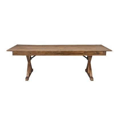Image showing 8 th Flash Furniture HERCULES 7 ft. x 40 in. Rectangular Solid Pine Folding Farm Table with X Legs