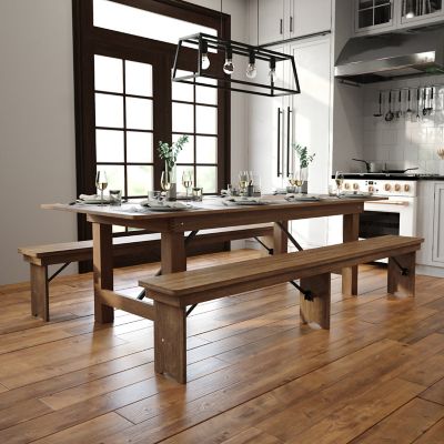 Flash Furniture HERCULES Series 8 ft. x 40 in. Solid Pine Folding Farm Table