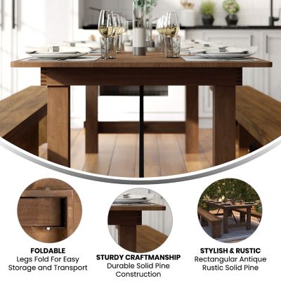 Image showing  HERCULES Series 8 ft. x 40 in. Solid Pine Folding Farm Table