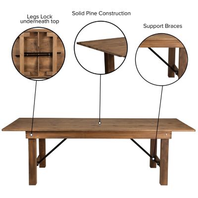 Image showing  HERCULES Series 8 ft. x 40 in. Solid Pine Folding Farm Table