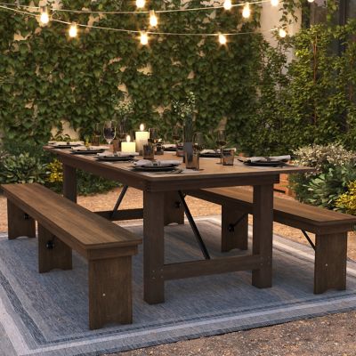 Image showing 5 th Flash Furniture HERCULES Series 8 ft. x 40 in. Solid Pine Folding Farm Table