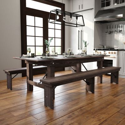 Flash Furniture HERCULES Series 8 ft. x 40 in. Solid Pine Folding Farm Table