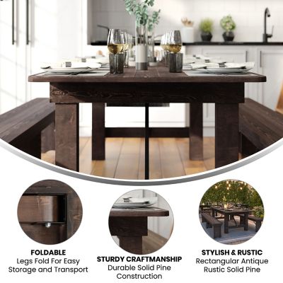 Image showing  HERCULES Series 8 ft. x 40 in. Solid Pine Folding Farm Table