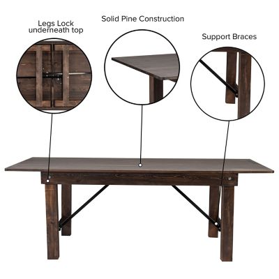 Image showing  HERCULES Series 8 ft. x 40 in. Solid Pine Folding Farm Table