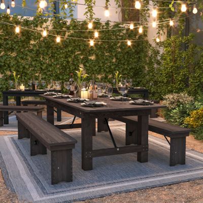 Image showing 6 th Flash Furniture HERCULES Series 8 ft. x 40 in. Solid Pine Folding Farm Table