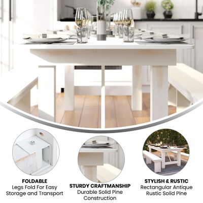 Image showing  HERCULES Series 8 ft. x 40 in. Solid Pine Folding Farm Table