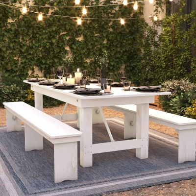 Image showing 5 th Flash Furniture HERCULES Series 8 ft. x 40 in. Solid Pine Folding Farm Table