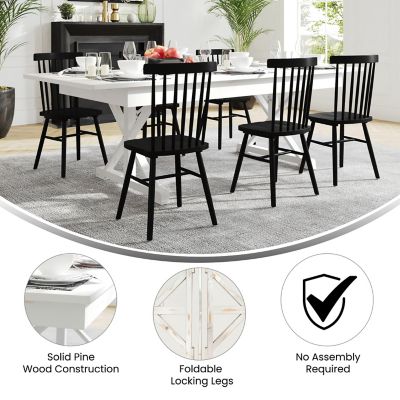 Image showing  HERCULES 8 ft. x 40 in. Rectangular Solid Pine Folding Farm Table with X Legs