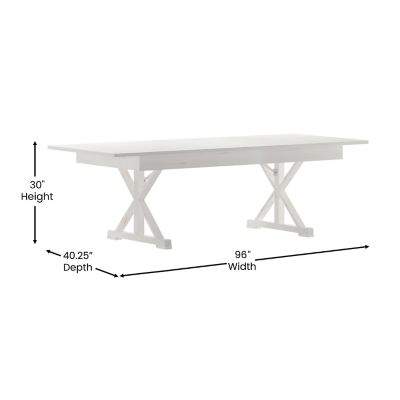 Image showing  HERCULES 8 ft. x 40 in. Rectangular Solid Pine Folding Farm Table with X Legs