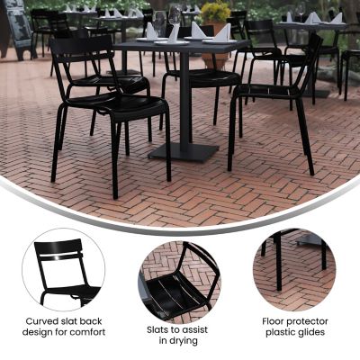 Image showing  Nash Commercial Grade Steel Stack Chair, Indoor-Outdoor Armless Chair with 2 Slat Back