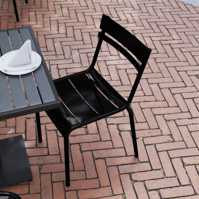 Image showing  Nash Commercial Grade Steel Stack Chair, Indoor-Outdoor Armless Chair with 2 Slat Back