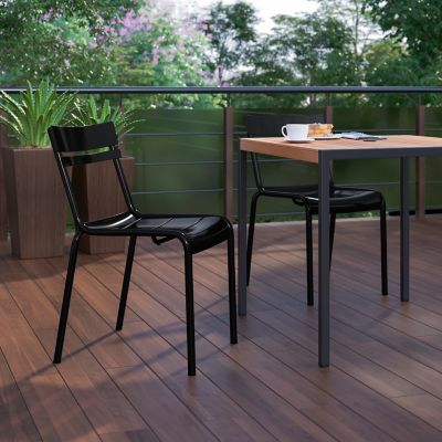 Image showing  Nash Commercial Grade Steel Stack Chair, Indoor-Outdoor Armless Chair with 2 Slat Back