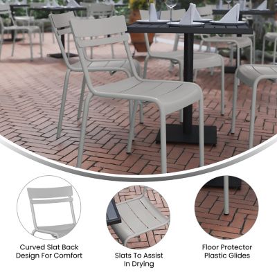 Image showing  Nash Commercial Grade Steel Stack Chair, Indoor-Outdoor Armless Chair with 2 Slat Back