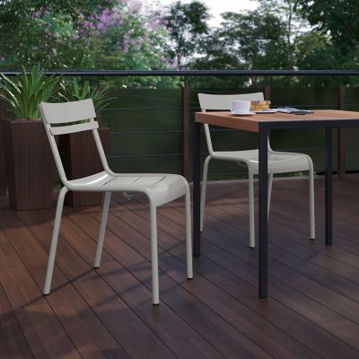 Image showing  Nash Commercial Grade Steel Stack Chair, Indoor-Outdoor Armless Chair with 2 Slat Back