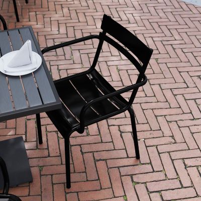 Image showing  Nash Commercial Grade Steel Indoor-Outdoor Stackable Chair with 2 Slats and Arms