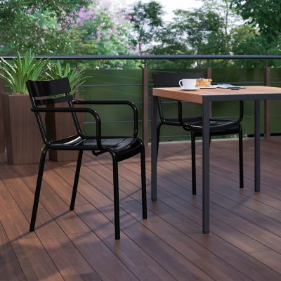 Image showing  Nash Commercial Grade Steel Indoor-Outdoor Stackable Chair with 2 Slats and Arms