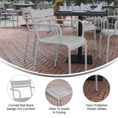 Image showing 1 th Flash Furniture Nash Commercial Grade Steel Indoor-Outdoor Stackable Chair with 2 Slats and Arms