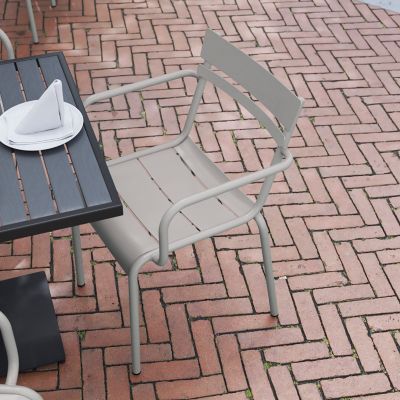 Image showing 2 th Flash Furniture Nash Commercial Grade Steel Indoor-Outdoor Stackable Chair with 2 Slats and Arms