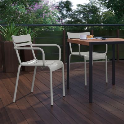 Image showing 3 th Flash Furniture Nash Commercial Grade Steel Indoor-Outdoor Stackable Chair with 2 Slats and Arms