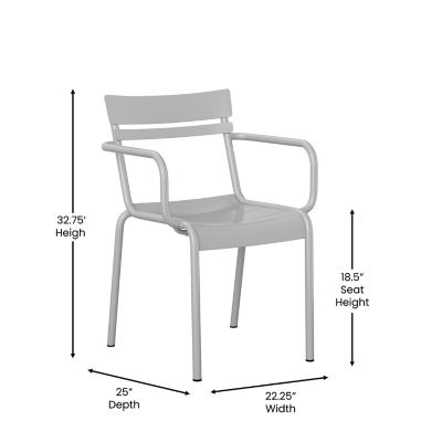 Image showing 4 th Flash Furniture Nash Commercial Grade Steel Indoor-Outdoor Stackable Chair with 2 Slats and Arms
