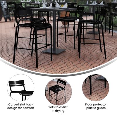 Image showing  Nash Commercial Grade Metal Indoor-Outdoor Bar Height Stool with 2 Slats