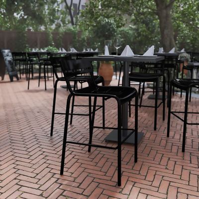 Image showing  Nash Commercial Grade Metal Indoor-Outdoor Bar Height Stool with 2 Slats