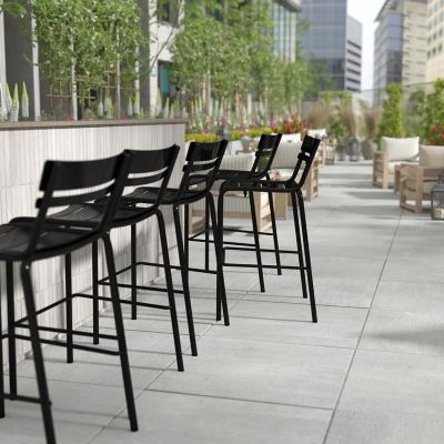 Image showing  Nash Commercial Grade Metal Indoor-Outdoor Bar Height Stool with 2 Slats