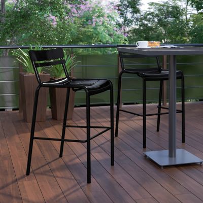 Image showing  Nash Commercial Grade Metal Indoor-Outdoor Bar Height Stool with 2 Slats