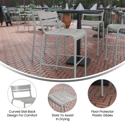 Image showing  Nash Commercial Grade Metal Indoor-Outdoor Bar Height Stool with 2 Slats