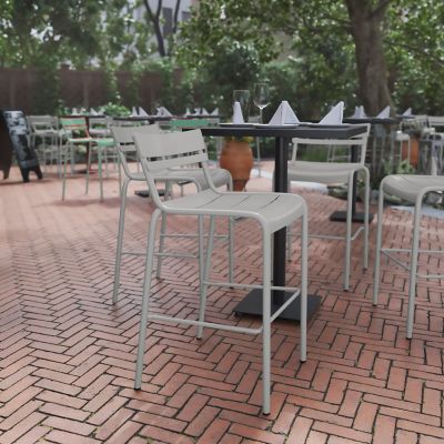 Image showing  Nash Commercial Grade Metal Indoor-Outdoor Bar Height Stool with 2 Slats