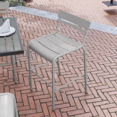 Image showing  Nash Commercial Grade Metal Indoor-Outdoor Bar Height Stool with 2 Slats